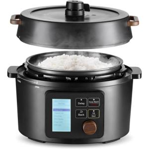 imageIRIS USA Pressure Rice Cooker Japanese 3 Qt and 8in1 Electric Pressure Cooker Slow Cooker Rice Cooker Steamer Sear ampamp Saut for 23 People with Over 110 PreProgrammed Recipes Black