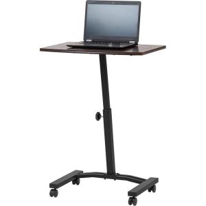 imageIRIS USA Single Table Height Adjustable Mobile Laptop Cart Ergonomic Standing Desk Rolling Workstation Podium Stand from 204quot to 33quot Tall BrownAdjustable
