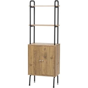 imageIRIS USA Storage Cabinet with Doors and Shelves Rustic Industrial Kitchen Cupboard Space Saving Shelving Unit Freestanding Bathroom Cabinet Pantry Cabinet Compact 6 Shelf Storage Unit