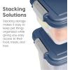 imageIRIS USA Dog Food Storage Container 30 lbs ampamp 11 lbs Combo Cat Food Storage Container Dog Treat Container Airtight Stackable 2Cup Scoop Wheels Easy Mobility GrayNavy
