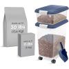 imageIRIS USA Dog Food Storage Container 30 lbs ampamp 11 lbs Combo Cat Food Storage Container Dog Treat Container Airtight Stackable 2Cup Scoop Wheels Easy Mobility GrayNavy