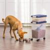 imageIRIS USA Dog Food Storage Container 30 lbs ampamp 11 lbs Combo Cat Food Storage Container Dog Treat Container Airtight Stackable 2Cup Scoop Wheels Easy Mobility GrayNavy