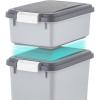 imageIRIS USA Dog Food Storage Container 30 lbs ampamp 11 lbs Combo Cat Food Storage Container Dog Treat Container Airtight Stackable 2Cup Scoop Wheels Easy Mobility GrayGray