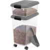 imageIRIS USA Dog Food Storage Container 30 lbs ampamp 11 lbs Combo Cat Food Storage Container Dog Treat Container Airtight Stackable 2Cup Scoop Wheels Easy Mobility GrayDark Gray