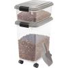 imageIRIS USA Dog Food Storage Container 30 lbs ampamp 11 lbs Combo Cat Food Storage Container Dog Treat Container Airtight Stackable 2Cup Scoop Wheels Easy Mobility GrayChrome