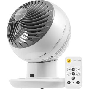 imageIRIS USA WOOZOO Desk Fan with Remote Oscillating Table Air Circulator 10 Speeds 89ft Max Air Distance 120 Adjustable Tilt 35db Low Noise Motor Small Fan for Bedroom Office Dorm White