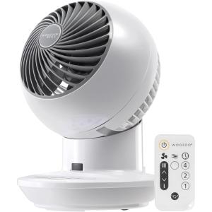 imageIRIS USA WOOZOO Desk Fan with Remote Oscillating Table Air Circulator 3 Speeds 52ft Max Air Distance Adjustable Tilt Low Noise Motor Small Fan for Bedroom Office Dorm White