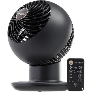 imageIRIS USA WOOZOO Desk Fan with Remote Oscillating Table Air Circulator 5 Speeds 82ft Max Air Distance 90 Adjustable Tilt 30db Low Noise Motor Small Fan for Bedroom Office Dorm WhiteBLACK