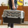 imageIRIS USA 23quot Cat Carrier Small Pet Carrier Hard Dog Kennel with 2Door Front and Top Access Dog Carrier up to 18 pounds BlackGrayBlackGray