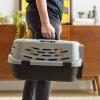 imageIRIS USA 23quot Cat Carrier Small Pet Carrier Hard Dog Kennel with 2Door Front and Top Access Dog Carrier up to 18 pounds BlackGrayBlackGray