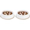 imageIRIS USA 4Cup Slow Feeder Dog Bowl AntiChoking ampamp AntiSlip Puzzle Bowl for Healthy Digestion Slow Eating Dog Bowl for Short Snouted Dogs Cats ampamp Pets BPAFree PVCFree BeigeBlackWhiteBeige