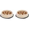 imageIRIS USA 4Cup Slow Feeder Dog Bowl AntiChoking ampamp AntiSlip Puzzle Bowl for Healthy Digestion Slow Eating Dog Bowl for Short Snouted Dogs Cats ampamp Pets BPAFree PVCFree BeigeBlackBeigeBlack