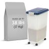 imageIRIS USA Airtight Dog Food Storage Container Up to 38 lbs Attachable Wheels For Dog Cat Bird and Other Pet Food Storage Bin Keep Fresh Easy Mobility BPA Free NavyPearl38 lbs