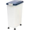 imageIRIS USA Airtight Dog Food Storage Container Up to 38 lbs Attachable Wheels For Dog Cat Bird and Other Pet Food Storage Bin Keep Fresh Easy Mobility BPA Free NavyPearl38 lbs