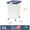 imageIRIS USA Airtight Dog Food Storage Container Up to 38 lbs Attachable Wheels For Dog Cat Bird and Other Pet Food Storage Bin Keep Fresh Easy Mobility BPA Free NavyPearl54 lbs
