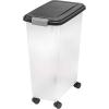 imageIRIS USA Airtight Dog Food Storage Container Up to 38 lbs Attachable Wheels For Dog Cat Bird and Other Pet Food Storage Bin Keep Fresh Translucent Body Easy Mobility BlackBlack
