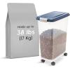 imageIRIS USA Airtight Dog Food Storage Container Up to 38 lbs Attachable Wheels For Dog Cat Bird and Other Pet Food Storage Bin Keep Fresh Translucent Body Easy Mobility BlackNavy