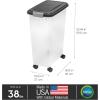 imageIRIS USA Airtight Dog Food Storage Container Up to 38 lbs Attachable Wheels For Dog Cat Bird and Other Pet Food Storage Bin Keep Fresh Translucent Body Easy Mobility BlackBlack