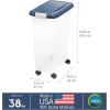 imageIRIS USA Airtight Dog Food Storage Container Up to 38 lbs Attachable Wheels For Dog Cat Bird and Other Pet Food Storage Bin Keep Fresh Translucent Body Easy Mobility BlackNavy