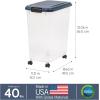 imageIRIS USA Airtight Dog Food Storage Container Up to 40 lbs Attachable Wheels For Dog Cat Bird and Other Pet Food Storage Bin Keep Fresh Translucent Body Easy Mobility NavyNavy