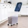 imageIRIS USA Airtight Dog Food Storage Container Up to 40 lbs Attachable Wheels For Dog Cat Bird and Other Pet Food Storage Bin Keep Fresh Translucent Body Easy Mobility NavyNavy