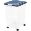 imageIRIS USA Airtight Dog Food Storage Container Up to 40 lbs Attachable Wheels For Dog Cat Bird and Other Pet Food Storage Bin Keep Fresh Translucent Body Easy Mobility NavyNavy
