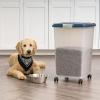 imageIRIS USA Airtight Dog Food Storage Container Up to 40 lbs Attachable Wheels For Dog Cat Bird and Other Pet Food Storage Bin Keep Fresh Translucent Body Easy Mobility NavyNavy