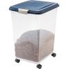 imageIRIS USA Airtight Dog Food Storage Container Up to 40 lbs Attachable Wheels For Dog Cat Bird and Other Pet Food Storage Bin Keep Fresh Translucent Body Easy Mobility NavyNavy