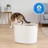 imageIRIS USA Cat Litter Box Large Top Entry with Litter Catching Lid and Scoop Dog Proof Cat Box Enclosure BeigeWhiteBeige