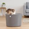 imageIRIS USA Cat Litter Box Large Top Entry with Litter Catching Lid and Scoop Dog Proof Cat Box Enclosure BeigeWhiteDark Gray