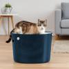 imageIRIS USA Cat Litter Box Large Top Entry with Litter Catching Lid and Scoop Dog Proof Cat Box Enclosure BeigeWhiteNavy
