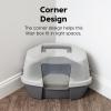 imageIRIS USA Corner Cat Litter Box Enclosure with Scoop Small Cat Litter Box with Lid Corner Litter Box Enclosure for Kittens to Medium Sized Cats Odor Defensive Hooded Litter Tray Dark GrayCorner Hooded  Gray