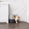 imageIRIS USA Corner Cat Litter Box Enclosure with Scoop Small Cat Litter Box with Lid Corner Litter Box Enclosure for Kittens to Medium Sized Cats Odor Defensive Hooded Litter Tray Dark GrayCorner Hooded  Gray