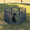imageIRIS USA Dog Playpen 8Panel 34quot Pet Playpen with Door Puppy Playpen IndoorOutdoor Dog Pen 63 x 63 x 34 Foldable Customizable WhiteDark Gray
