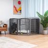 imageIRIS USA Dog Playpen 8Panel 34quot Pet Playpen with Door Puppy Playpen IndoorOutdoor Dog Pen 63 x 63 x 34 Foldable Customizable WhiteDark Gray