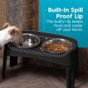 imageIRIS USA Elevated Dog Bowls Adjustable Height 2 Thick 64 oz Stainless Steel Bowls SpillProof with Raised Outer Rim Durable Made in USA Plastic Easy Assemble 2 Heights 463quot or 1225quot BlackBlack