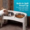 imageIRIS USA Elevated Dog Bowls Adjustable Height 2 Thick 64 oz Stainless Steel Bowls SpillProof with Raised Outer Rim Durable Made in USA Plastic Easy Assemble 2 Heights 463quot or 1225quot BlackAlmond