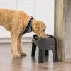imageIRIS USA Elevated Dog Bowls Adjustable Height 2 Thick 64 oz Stainless Steel Bowls SpillProof with Raised Outer Rim Durable Made in USA Plastic Easy Assemble 2 Heights 463quot or 1225quot BlackBlack