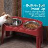imageIRIS USA Elevated Dog Bowls Adjustable Height 2 Thick 64 oz Stainless Steel Bowls SpillProof with Raised Outer Rim Durable Made in USA Plastic Easy Assemble 2 Heights 463quot or 1225quot BlackRed