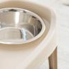 imageIRIS USA Elevated Dog Bowls Adjustable Height 2 Thick 64 oz Stainless Steel Bowls SpillProof with Raised Outer Rim Durable Made in USA Plastic Easy Assemble 2 Heights 463quot or 1225quot BlackAlmond