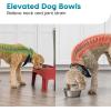 imageIRIS USA Elevated Dog Bowls Adjustable Height 2 Thick 64 oz Stainless Steel Bowls SpillProof with Raised Outer Rim Durable Made in USA Plastic Easy Assemble 2 Heights 463quot or 1225quot BlackRed