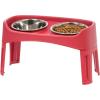 imageIRIS USA Elevated Dog Bowls Adjustable Height 2 Thick 64 oz Stainless Steel Bowls SpillProof with Raised Outer Rim Durable Made in USA Plastic Easy Assemble 2 Heights 463quot or 1225quot BlackRed