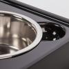 imageIRIS USA Elevated Dog Bowls Adjustable Height 2 Thick 64 oz Stainless Steel Bowls SpillProof with Raised Outer Rim Durable Made in USA Plastic Easy Assemble 2 Heights 463quot or 1225quot BlackSmokeBlack