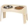 imageIRIS USA Elevated Dog Bowls Adjustable Height 2 Thick 64 oz Stainless Steel Bowls SpillProof with Raised Outer Rim Durable Made in USA Plastic Easy Assemble 2 Heights 463quot or 1225quot BlackAlmond