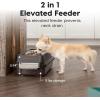 imageIRIS USA Elevated Dog Bowls Adjustable Height 2 Thick 64 oz Stainless Steel Bowls SpillProof with Raised Outer Rim Durable Made in USA Plastic Easy Assemble 2 Heights 463quot or 1225quot BlackSmokeBlack