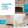 imageIRIS USA Elevated Dog Bowls Adjustable Height 2 Thick 64 oz Stainless Steel Bowls SpillProof with Raised Outer Rim Durable Made in USA Plastic Easy Assemble 2 Heights 463quot or 1225quot BlackAlmond