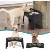 imageIRIS USA Elevated Dog Bowls Adjustable Height 2 Thick 64 oz Stainless Steel Bowls SpillProof with Raised Outer Rim Durable Made in USA Plastic Easy Assemble 2 Heights 463quot or 1225quot BlackBlack