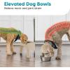 imageIRIS USA Elevated Dog Bowls Adjustable Height 2 Thick 64 oz Stainless Steel Bowls SpillProof with Raised Outer Rim Durable Made in USA Plastic Easy Assemble 2 Heights 463quot or 1225quot BlackAlmond