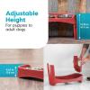 imageIRIS USA Elevated Dog Bowls Adjustable Height 2 Thick 64 oz Stainless Steel Bowls SpillProof with Raised Outer Rim Durable Made in USA Plastic Easy Assemble 2 Heights 463quot or 1225quot BlackRed