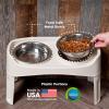 imageIRIS USA Elevated Dog Bowls Adjustable Height 2 Thick 64 oz Stainless Steel Bowls SpillProof with Raised Outer Rim Durable Made in USA Plastic Easy Assemble 2 Heights 463quot or 1225quot BlackAlmond